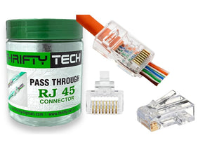 RJ45 Cat6 Pass Through Connector Pack of 100