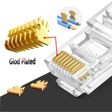 RJ45 Cat6 Pass Through Connector Pack of 100