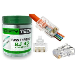 RJ45 Cat6 Pass Through Connector Pack of 100
